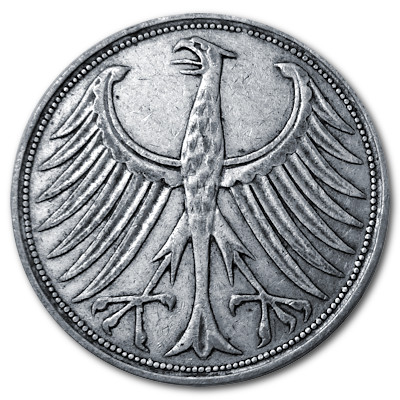 Deutschland 5 DM 1956 7,00g Silber J Rückseite