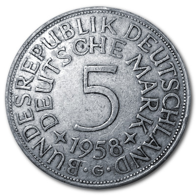 Deutschland 5 DM 1958 7,00g Silber G Vorderseite