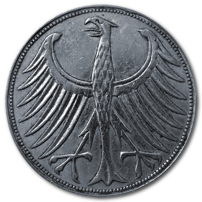 Deutschland 5 DM 1960 7,00g Silber F Rückseite