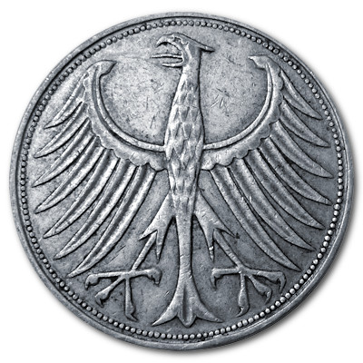 Deutschland 5 DM 1960 7,00g Silber J Rückseite