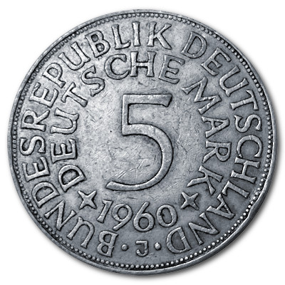 Deutschland 5 DM 1960 7,00g Silber J Vorderseite