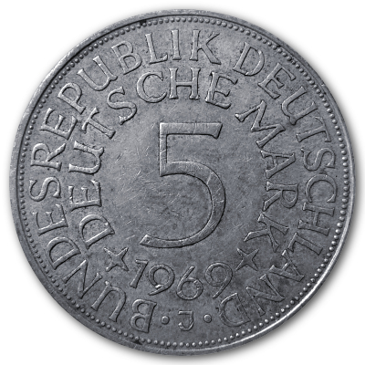 Deutschland 5 DM 1969 7,00g Silber J Vorderseite