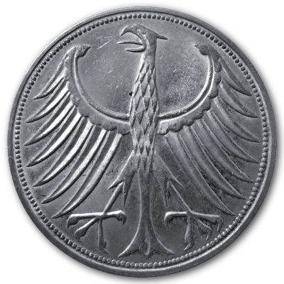 Deutschland 5 DM 1970 7,00g Silber F Rückseite