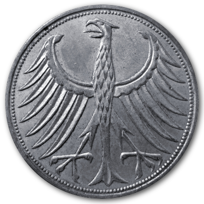 Deutschland 5 DM 1970 7,00g Silber J Rückseite