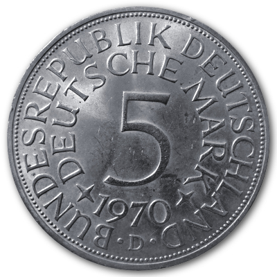Deutschland 5 DM 1970 7,00g Silber D Vorderseite