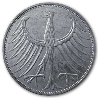 Deutschland 5 DM 1974 7,00g Silber J Rückseite
