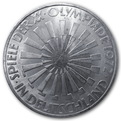 Deutschland 10 DM Gedenkmünzen 625er 1970 9,69g Silber Olympia Strahlenspirale Deutschland Vorderseite