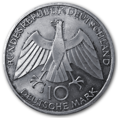 Deutschland 10 DM Gedenkmünzen 625er 1971 9,69g Silber Olympia Verschlungene Arme Rückseite