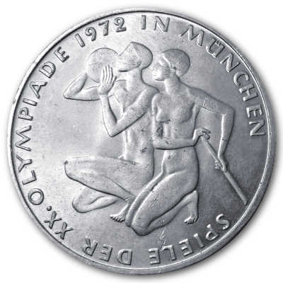 Deutschland 10 DM Gedenkmünzen 625er 1971 9,69g Silber Olympia Sportlergruppe Vorderseite