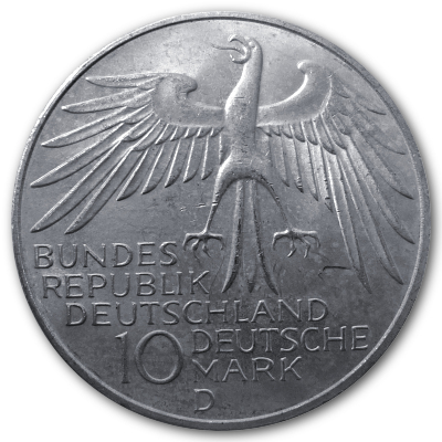 Deutschland 10 DM Gedenkmünzen 625er 1972 9,69g Silber Olympia Sportstätten Rückseite