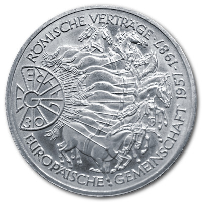 Deutschland 10 DM Gedenkmünzen 625er 1987 9,69g Silber 30 Jahre Römische Verträge Vorderseite