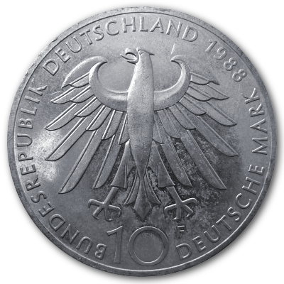 Deutschland 10 DM Gedenkmünzen 625er 1988 9,69g Silber 100 Todestag Carl Zeiss Rückseite