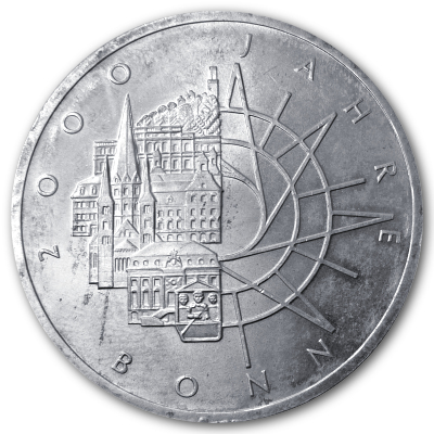 Deutschland 10 DM Gedenkmünzen 625er 1989 9,69g Silber 2000 Jahre Bonn Vorderseite