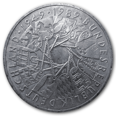 Deutschland 10 DM Gedenkmünzen 625er 1989 9,69g Silber 40 Jahre BRD Vorderseite