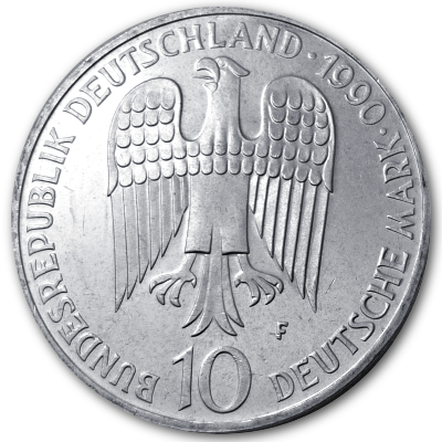 Deutschland 10 DM Gedenkmünzen 625er 1990 9,69g Silber 800 Todestag Kaiser Barbarossa Rückseite