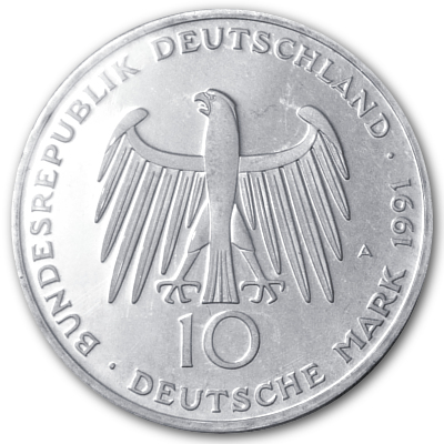 Deutschland 10 DM Gedenkmünzen 625er 1991 9,69g Silber 200 Jahre Brandenburger Tor Rückseite