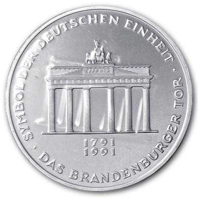 Deutschland 10 DM Gedenkmünzen 625er 1991 9,69g Silber 200 Jahre Brandenburger Tor Vorderseite