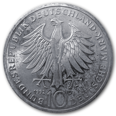 Deutschland 10 DM Gedenkmünzen 625er 1992 9,69g Silber 150 Jahre Orden Pour le Merite Rückseite