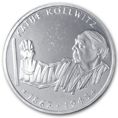 Deutschland 10 DM Gedenkmünzen 625er 1992 9,69g Silber 125 Geburtstag Käthe Kollwitz Vorderseite