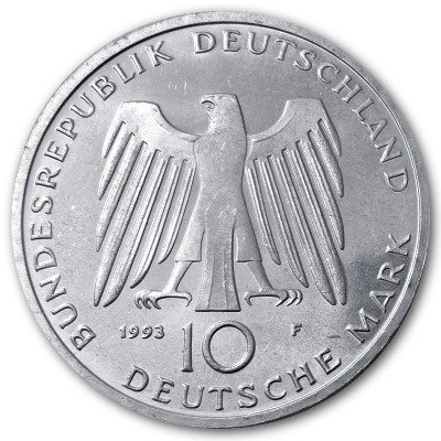Deutschland 10 DM Gedenkmünzen 625er 1993 9,69g Silber 1000 Jahre Potsdam Rückseite
