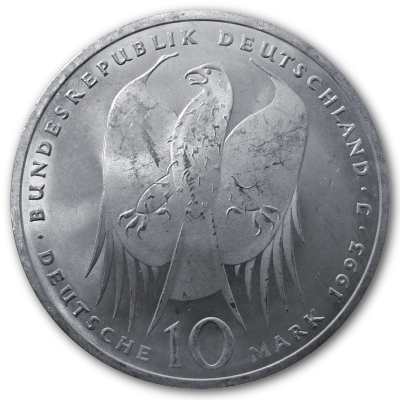 Deutschland 10 DM Gedenkmünzen 625er 1993 9,69g Silber 150 Geburtstag Robert Koch Rückseite