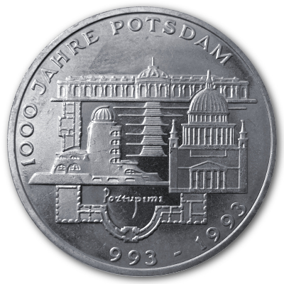 Deutschland 10 DM Gedenkmünzen 625er 1993 9,69g Silber 1000 Jahre Potsdam Vorderseite