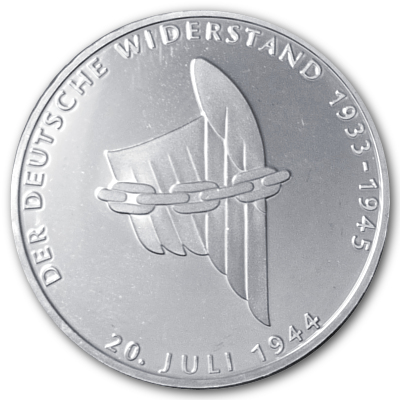 Deutschland 10 DM Gedenkmünzen 625er 1994 9,69g Silber 50 Jahrestag 20 Juli 1944 Vorderseite