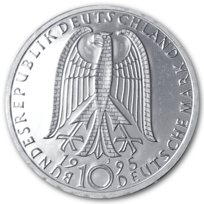 Deutschland 10 DM Gedenkmünzen 625er 1995 9,69g Silber Wiederaufbau Frauenkirche Dresden Rückseite