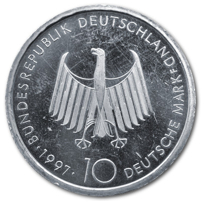 Deutschland 10 DM Gedenkmünzen 625er 1997 9,69g Silber 100 Jahre Dieselmotor Rückseite