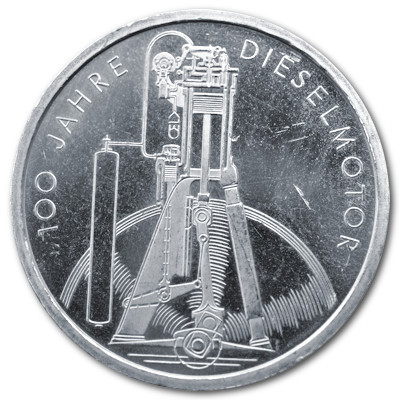 Deutschland 10 DM Gedenkmünzen 625er 1997 9,69g Silber 100 Jahre Dieselmotor Vorderseite