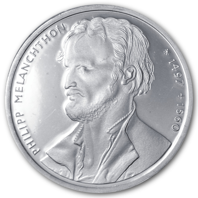 Deutschland 10 DM Gedenkmünzen 625er 1997 9,69g Silber 500 Geburtstag Reformator Melanchthon Vorderseite