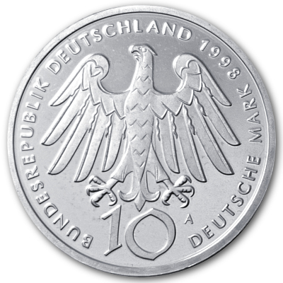 Deutschland 10 DM Gedenkmünzen 925er 1998 14,34g Silber 900 Geburtstag Hildegard von Bingen Rückseite