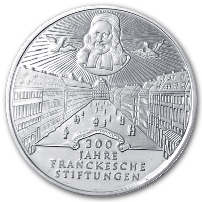 Deutschland 10 DM Gedenkmünzen 925er 1998 14,34g Silber 300 Jahre Franckesche Stiftungen Vorderseite
