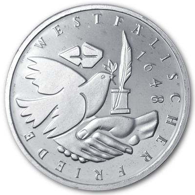 Deutschland 10 DM Gedenkmünzen 925er 1998 14,34g Silber 350 Jahre Westfälischer Friede Vorderseite