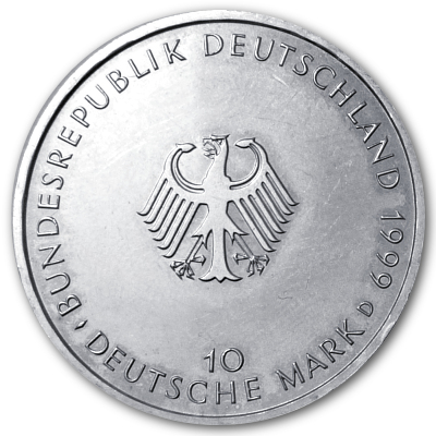 Deutschland 10 DM Gedenkmünzen 925er 1999 14,34g Silber 50 Jahre Grundgesetz Rückseite
