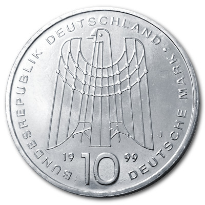 Deutschland 10 DM Gedenkmünzen 925er 1999 14,34g Silber 50 Jahre SOS Kinderdörfer Rückseite