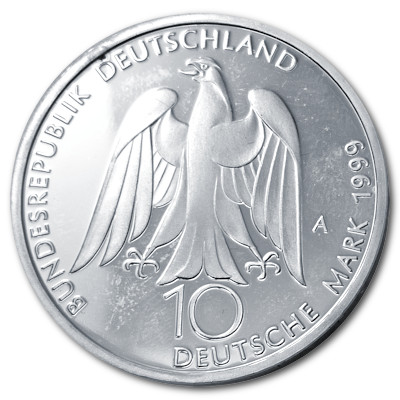 Deutschland 10 DM Gedenkmünzen 925er 1999 14,34g Silber Weimar und 250 Jahre Goethe Rückseite
