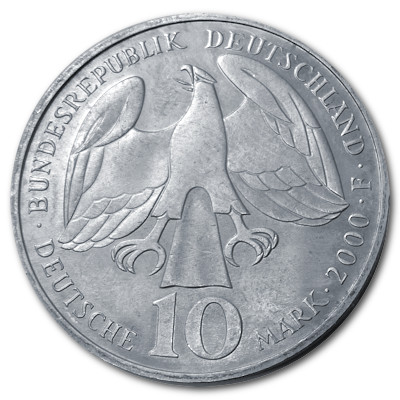 Deutschland 10 DM Gedenkmünzen 925er 2000 14,34g Silber 250 Todestag Johann Sebastian Bach Rückseite