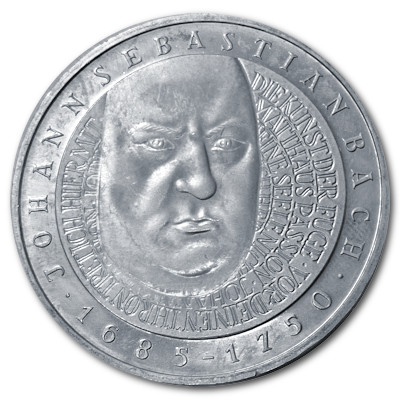 Deutschland 10 DM Gedenkmünzen 925er 2000 14,34g Silber 250 Todestag Johann Sebastian Bach Vorderseite