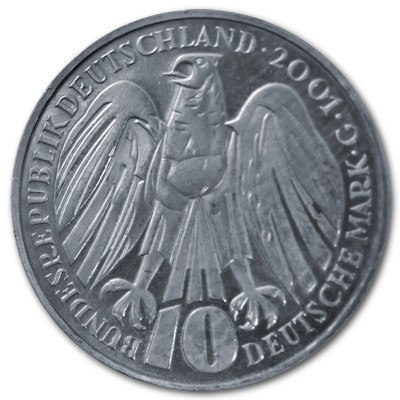 Deutschland 10 DM Gedenkmünzen 925er 2001 14,34g Silber 50 Jahre Bundesverfassungsgericht Rückseite