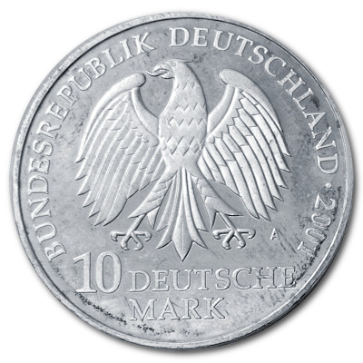 Deutschland 10 DM Gedenkmünzen 925er 2001 14,34g Silber 750 Jahre Katharinenkloster Stralsund Rückseite