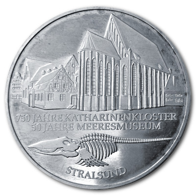 Deutschland 10 DM Gedenkmünzen 925er 2001 14,34g Silber 750 Jahre Katharinenkloster Stralsund Vorderseite
