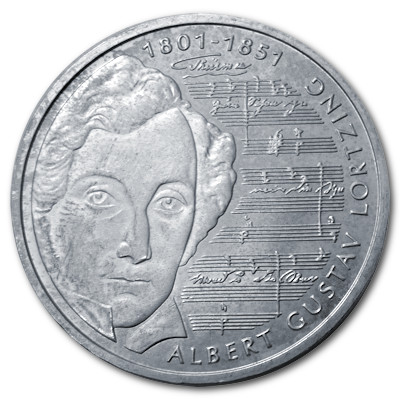 Deutschland 10 DM Gedenkmünzen 925er 2001 14,34g Silber Albert Gustav Lortzing Vorderseite