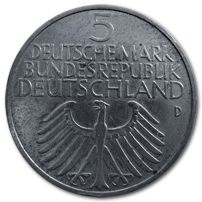 Deutschland 5 DM Gedenkmünzen 1953 7,00g Silber Germanisches Museum Nürnberg Rückseite