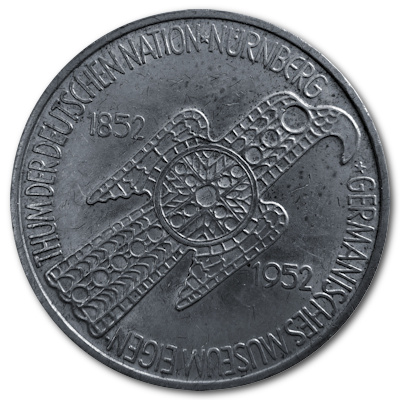Deutschland 5 DM Gedenkmünzen 1953 7,00g Silber Germanisches Museum Nürnberg Vorderseite