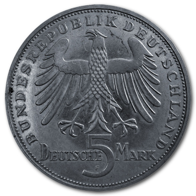 Deutschland 5 DM Gedenkmünzen 1955 7,00g Silber Friedrich von Schiller Rückseite
