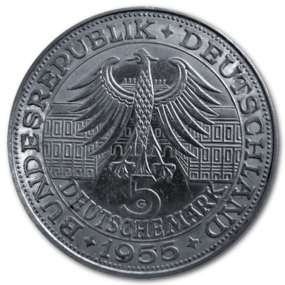 Deutschland 5 DM Gedenkmünzen 1955 7,00g Silber Ludwig Wilhelm Markgraf von Baden Rückseite