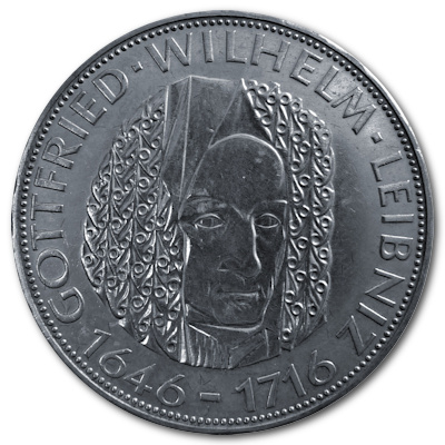 Deutschland 5 DM Gedenkmünzen 1966 7,00g Silber Gottfried Wilhelm Leibniz Vorderseite