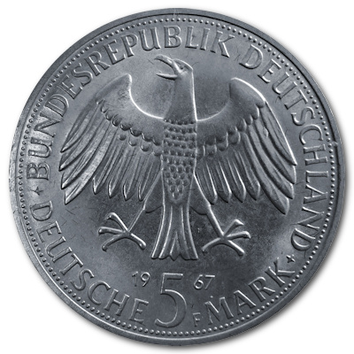 Deutschland 5 DM Gedenkmünzen 1967 7,00g Silber Humboldt Rückseite