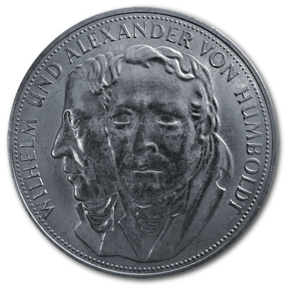 Deutschland 5 DM Gedenkmünzen 1967 7,00g Silber Humboldt Vorderseite